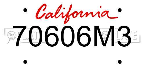 70606M3 California License Plate