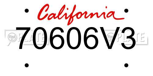 70606V3 California License Plate