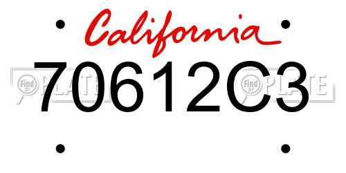 70612C3 California License Plate