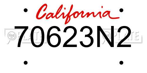 70623N2 California License Plate
