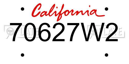 70627W2 California License Plate