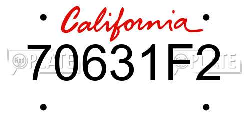 70631F2 California License Plate
