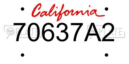 70637A2 California License Plate