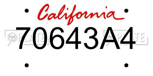 70643A4 California License Plate