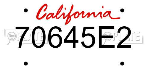 70645E2 California License Plate