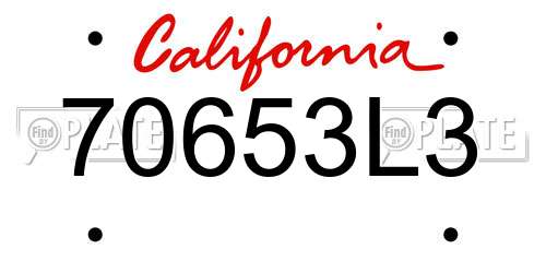 70653L3 California License Plate