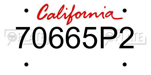 70665P2 California License Plate