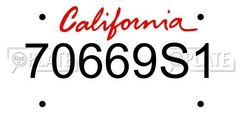 70669S1 California License Plate