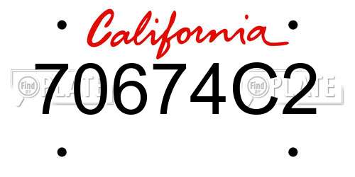 70674C2 California License Plate