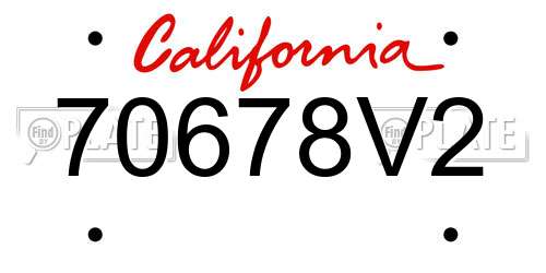 70678V2 California License Plate