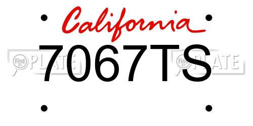7067TS California License Plate