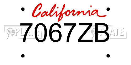 7067ZB California License Plate