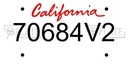 70684V2 California License Plate