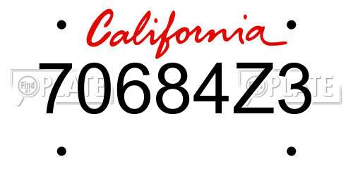 70684Z3 California License Plate