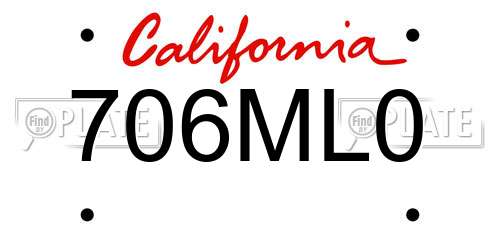 706ML0 California License Plate