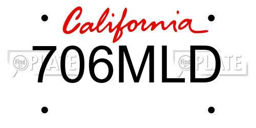 706MLD California License Plate
