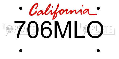 706MLO California License Plate