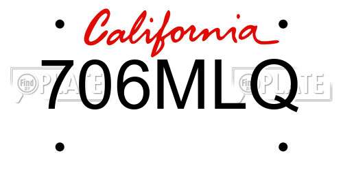 706MLQ California License Plate