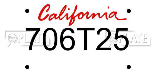 706T25 California License Plate