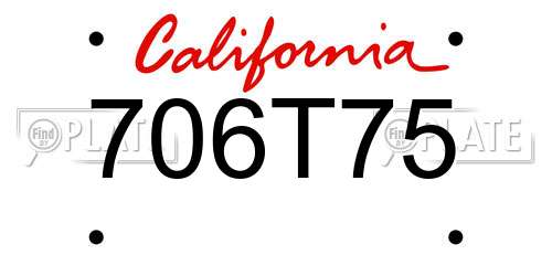 706T75 California License Plate