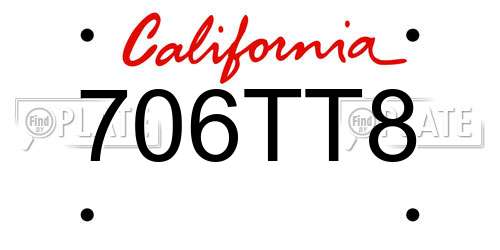706TT8 California License Plate