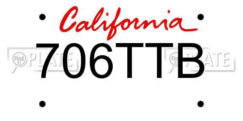 706TTB California License Plate