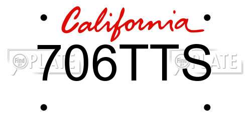 706TTS California License Plate