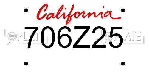 706Z25 California License Plate