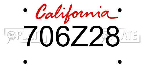 706Z28 California License Plate