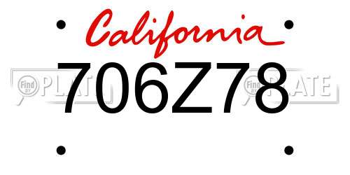 706Z78 California License Plate