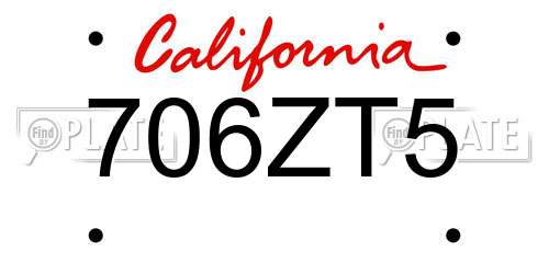 706ZT5 California License Plate