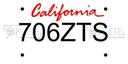 706ZTS California License Plate