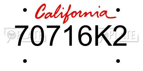 70716K2 California License Plate