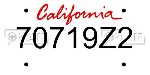 70719Z2 California License Plate