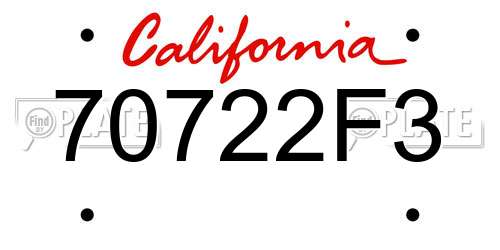 70722F3 California License Plate