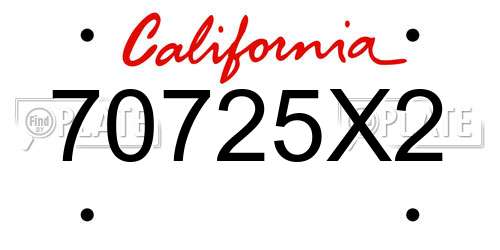 70725X2 California License Plate
