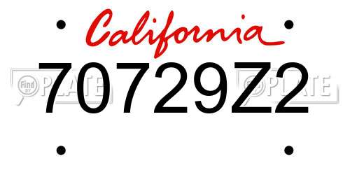 70729Z2 California License Plate