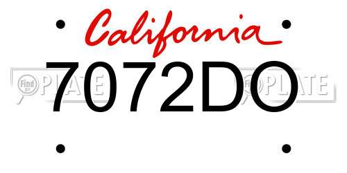 7072DO California License Plate