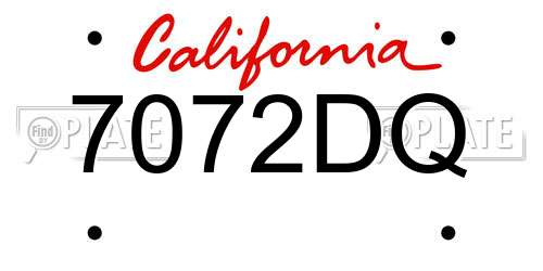 7072DQ California License Plate