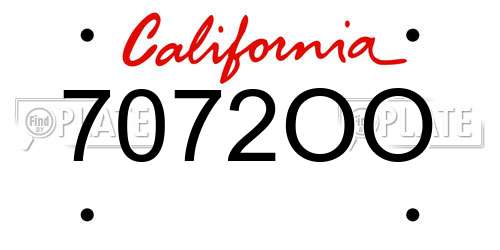 7072OO California License Plate