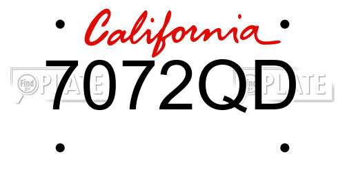7072QD California License Plate