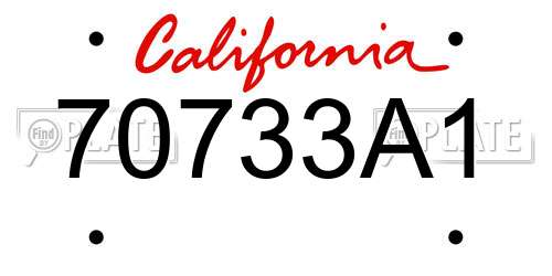 70733A1 California License Plate