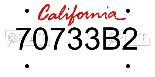 70733B2 California License Plate