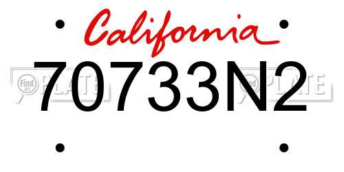 70733N2 California License Plate