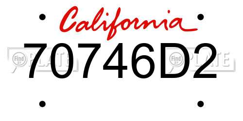 70746D2 California License Plate