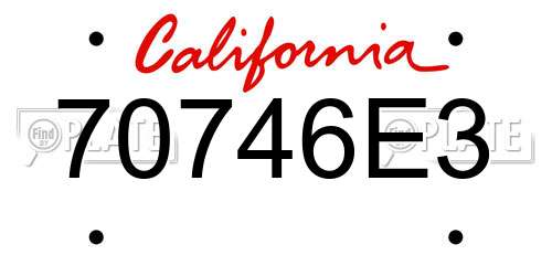 70746E3 California License Plate