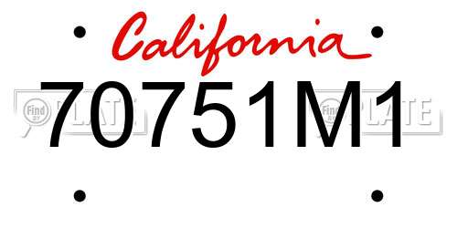 70751M1 California License Plate