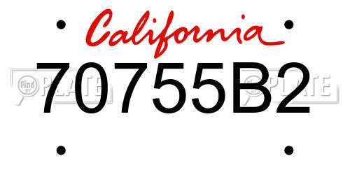 70755B2 California License Plate