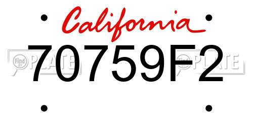 70759F2 California License Plate
