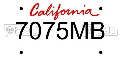 7075MB California License Plate